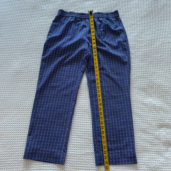 Talbots Womens Blue Floral Trouser Pants Pull On Elastic Waist Straight Leg - Picture 8 of 8